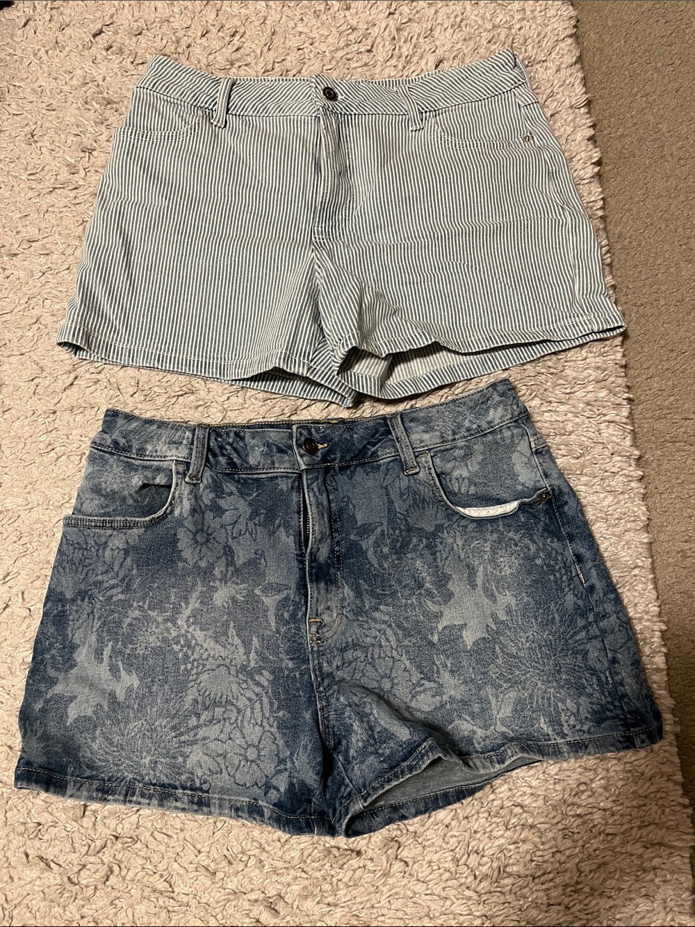 George Light Blue Striped & Floral Denim Women’s Shorts (2-Pack)